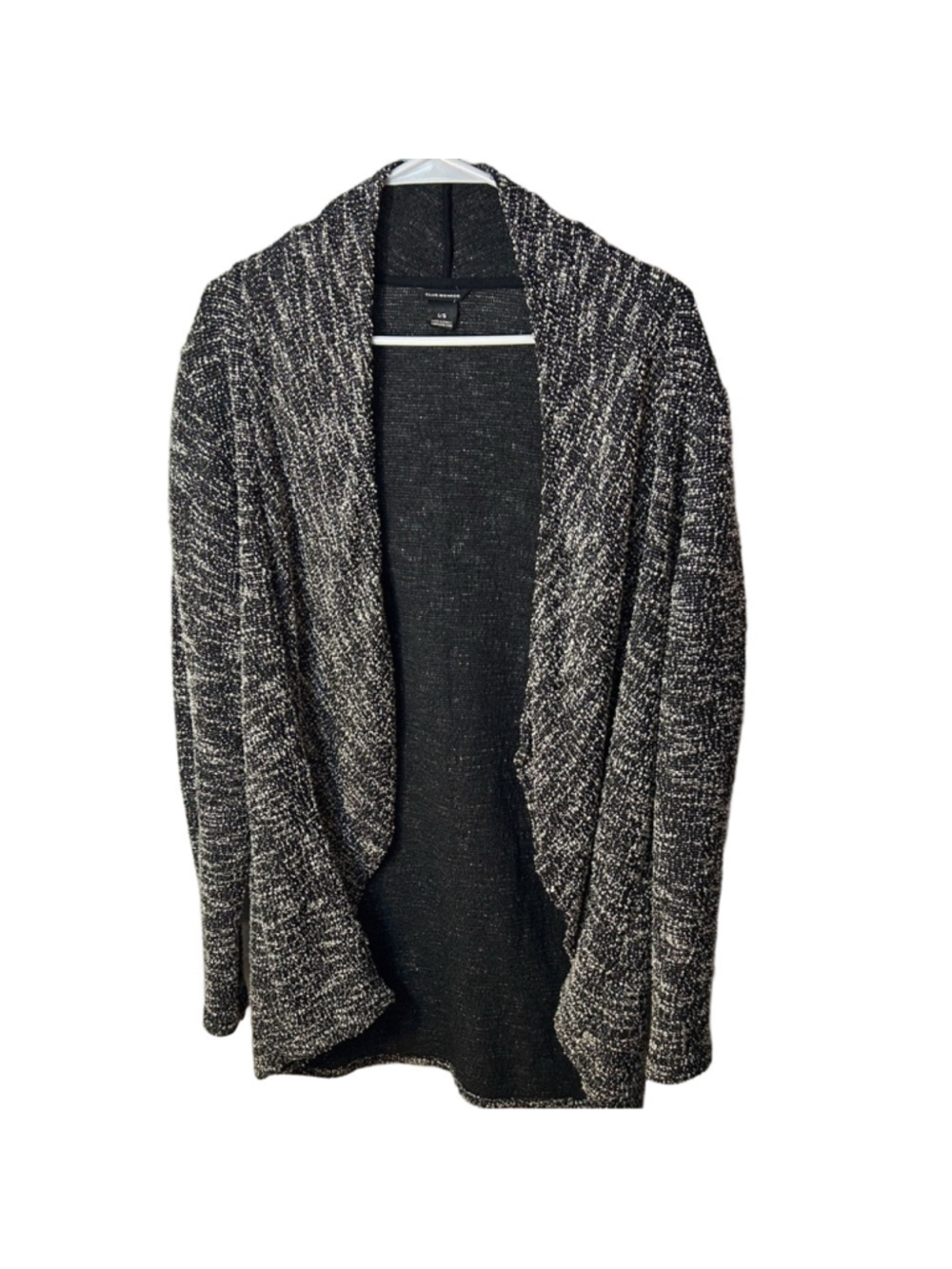 Club Monaco Black and White Boucle Knit Open Draping Cardigan size Large